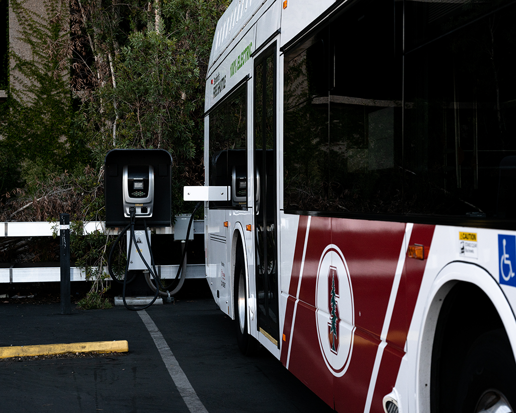 Electric bus at charging station