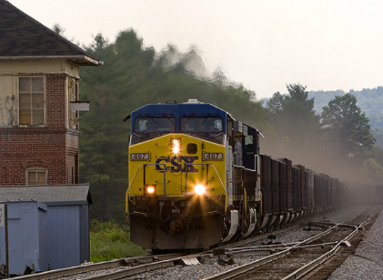 Coal dust blowing off a train